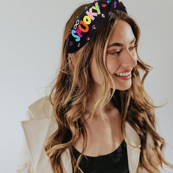 Halloween Headband Rhinestone Beaded Top Knot Accessories for Women main image 4